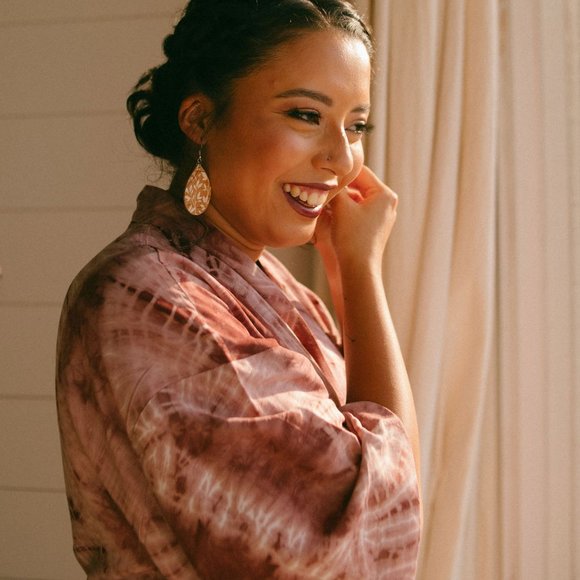 Dusty Rose Kimono Robe / Bridal Robe - Picture 2 of 3